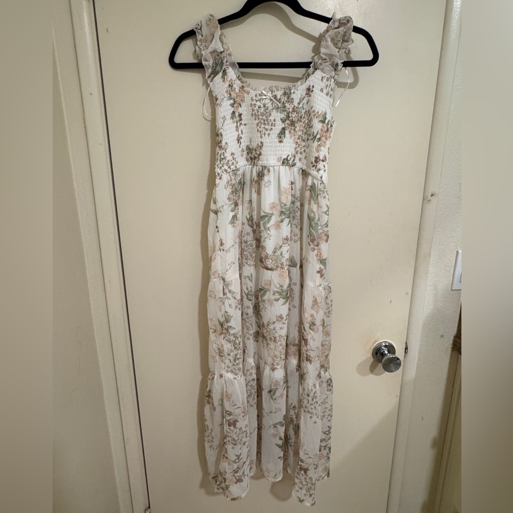 May Berries Floral Maxi Dress in Cream, S, NWT